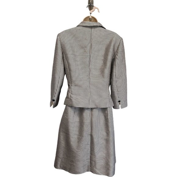 Rickie Freeman Teri Jon Wool & Silk Houndstooth Skirt Suit 80's Does 40's Retro - Picture 5 of 9